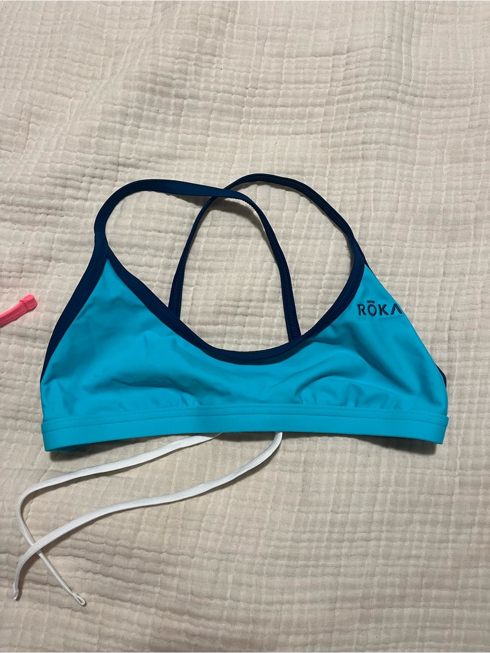 ROKA Women's Turquoise & Navy Swim Bikini Top